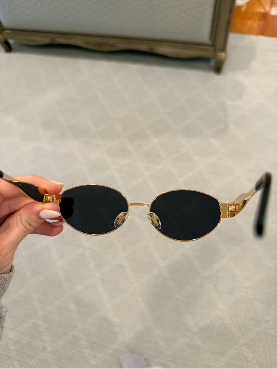 Gold Frame Black Lens Sunglasses main image 4
